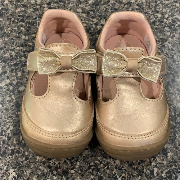 New Girl/'s Bow-Accent Rose Gold Mary Jane